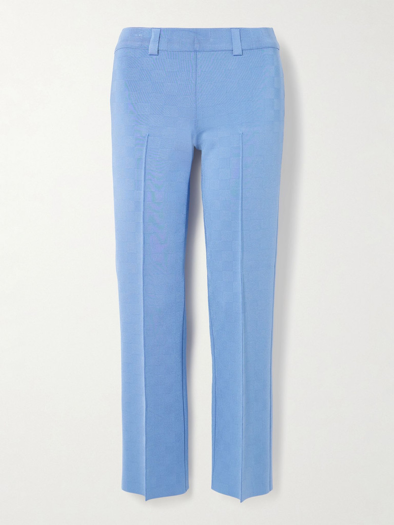 NSFW Jules checked jacquard-knit slim-leg pants Blue 1