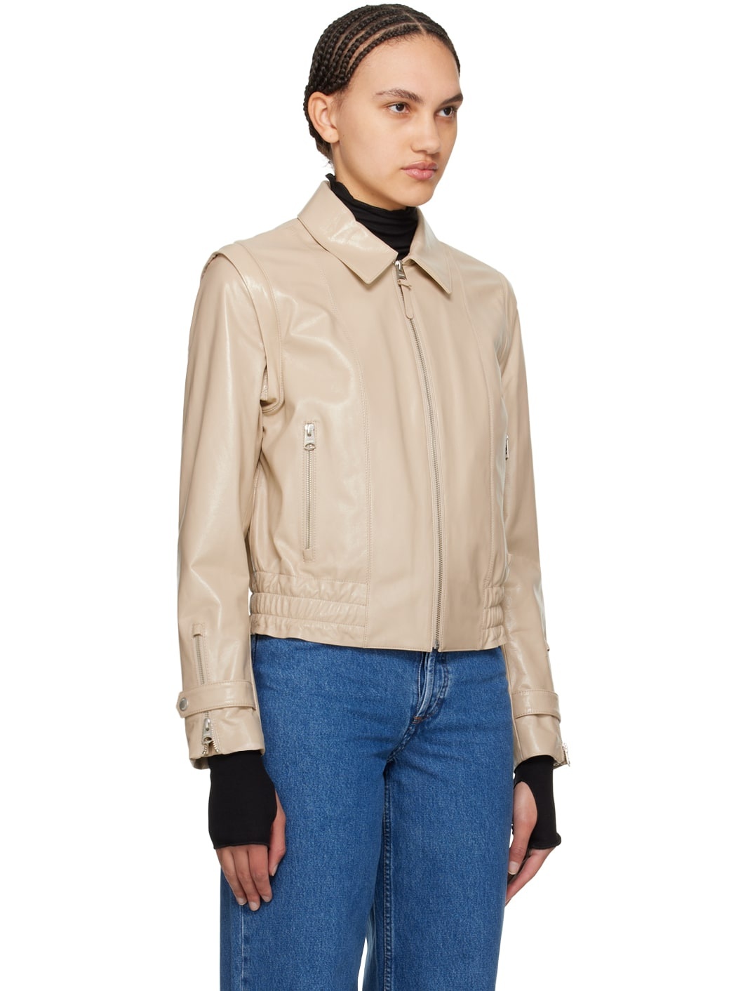 Beige Amoree Leather Jacket - 2