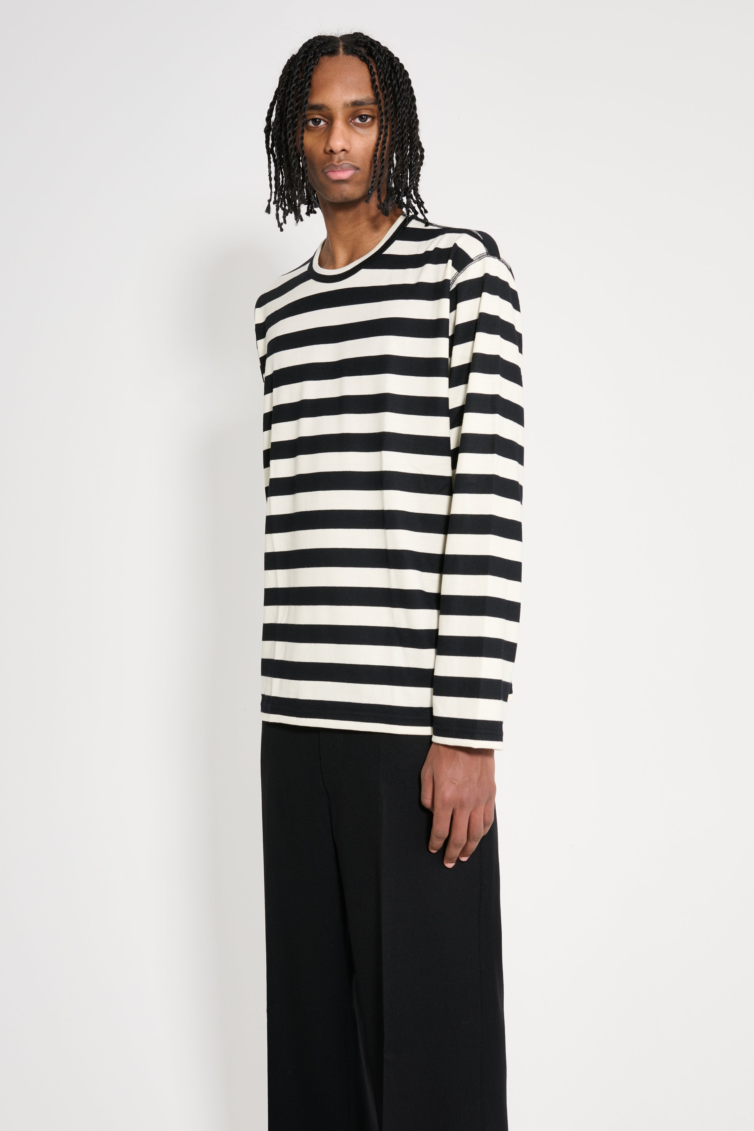 JUNYA WATANABE MAN STRIPED LONG SLEEVE T-SHIRT BLACK / WHITE - 2