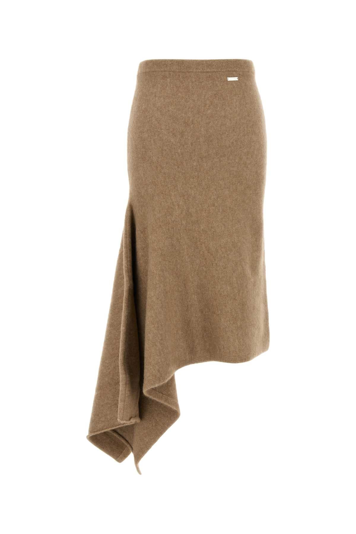 Salvatore Ferragamo Women Camel Stretch Alpaca Blend Skirt - 2