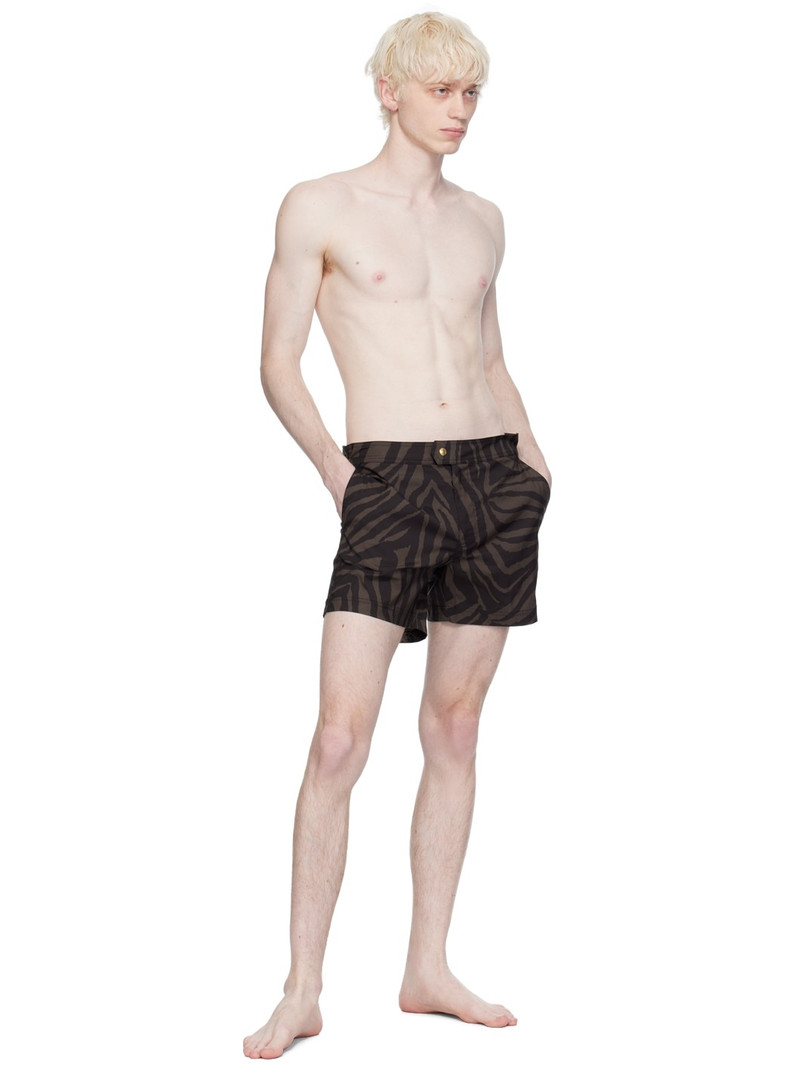 TOM FORD Brown Print Swim Shorts outlook
