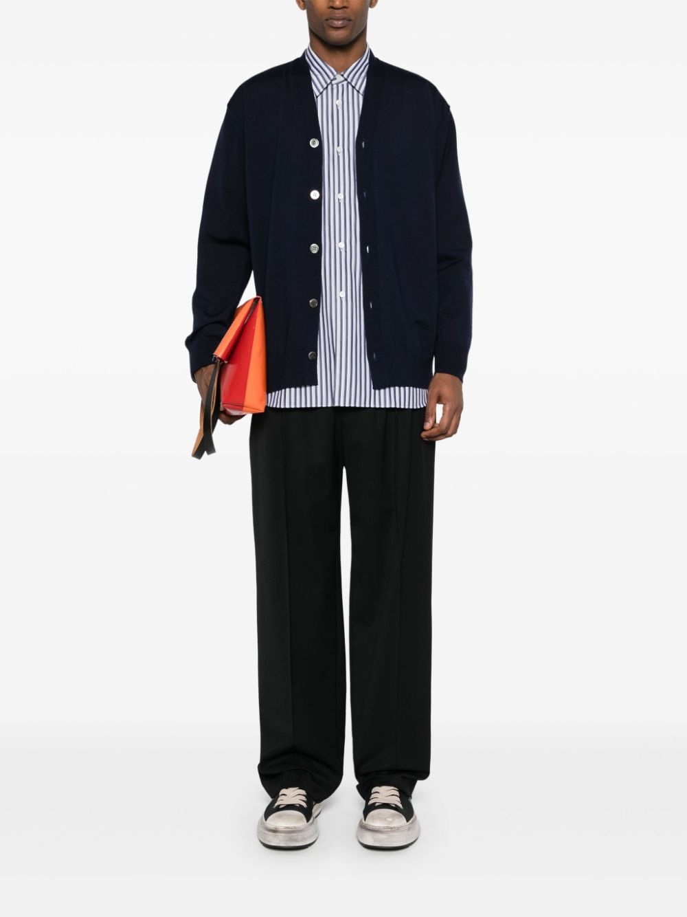 logo-embroidered wool cardigan - 2
