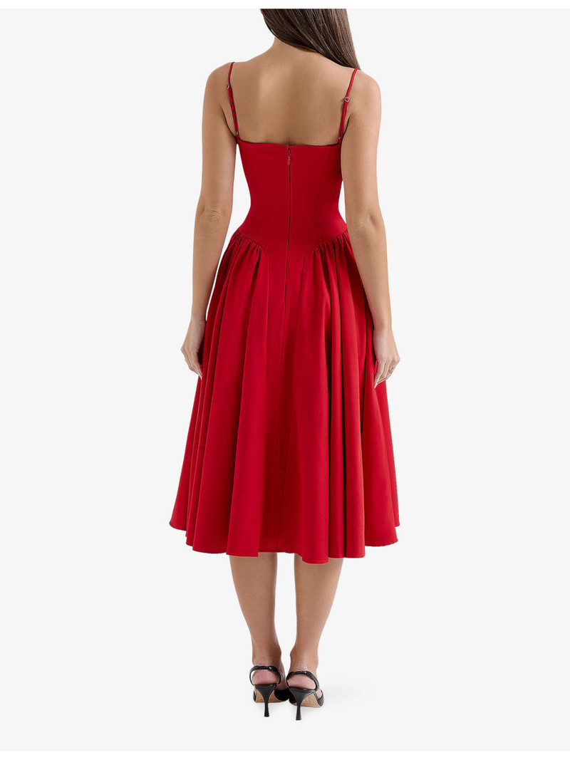 Samaria corseted woven midi dress 3
