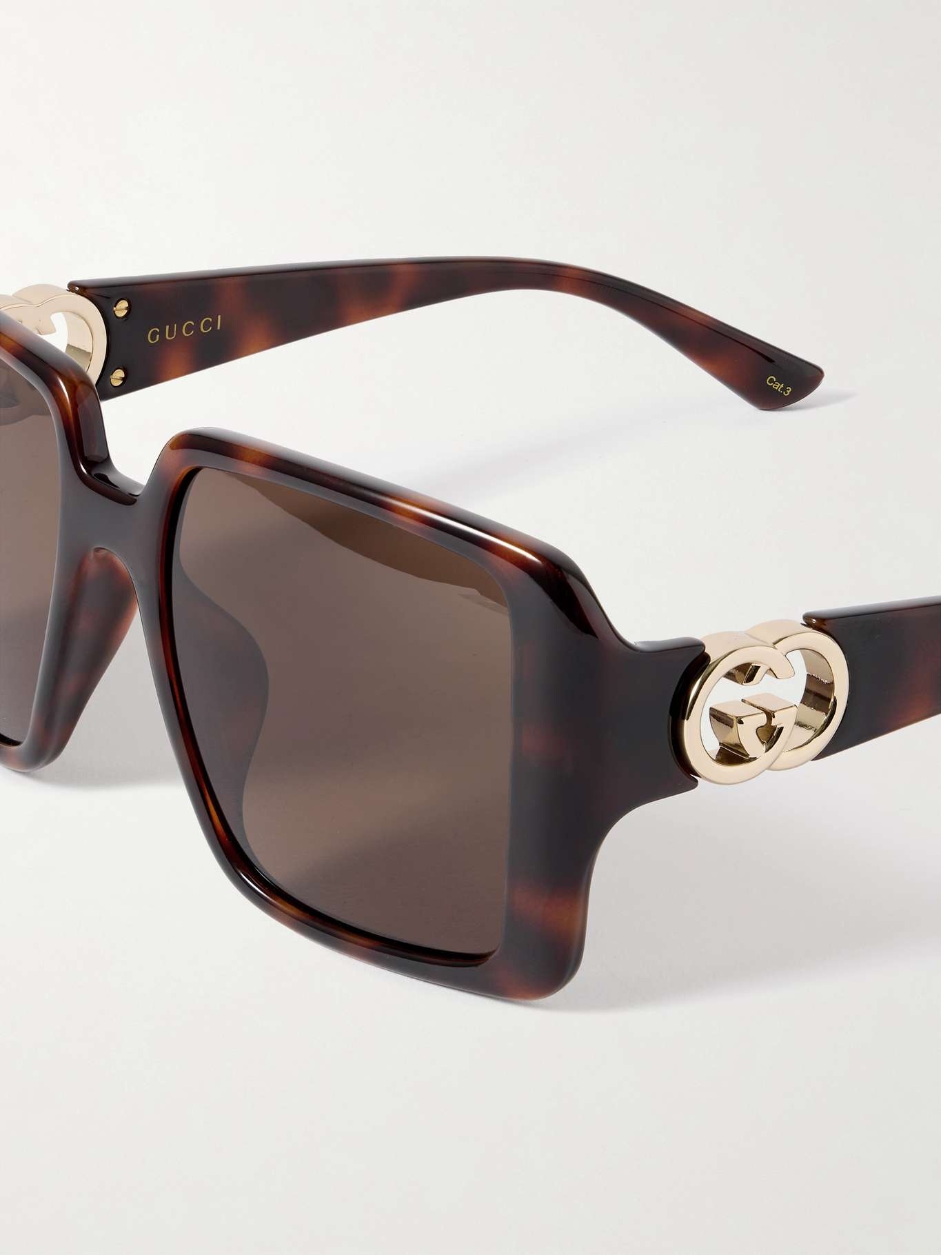 GUCCI Oversized square-frame tortoiseshell acetate