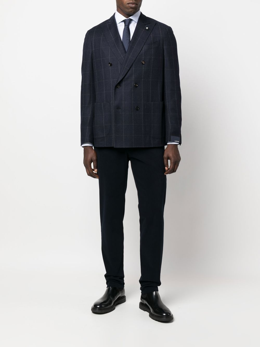 double-breasted checked blazer - 2