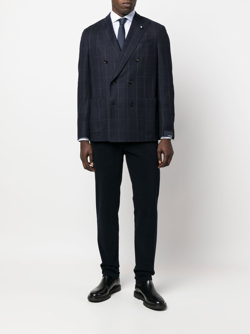 LARDINI double-breasted checked blazer outlook