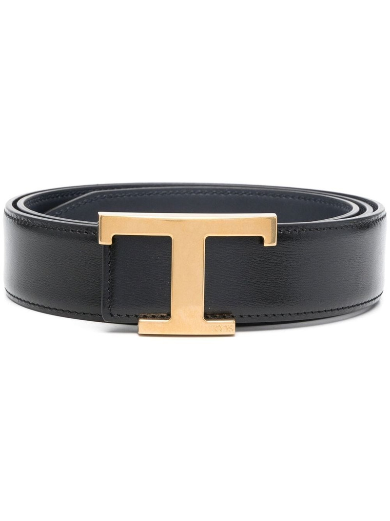 logo-buckle leather belt 1
