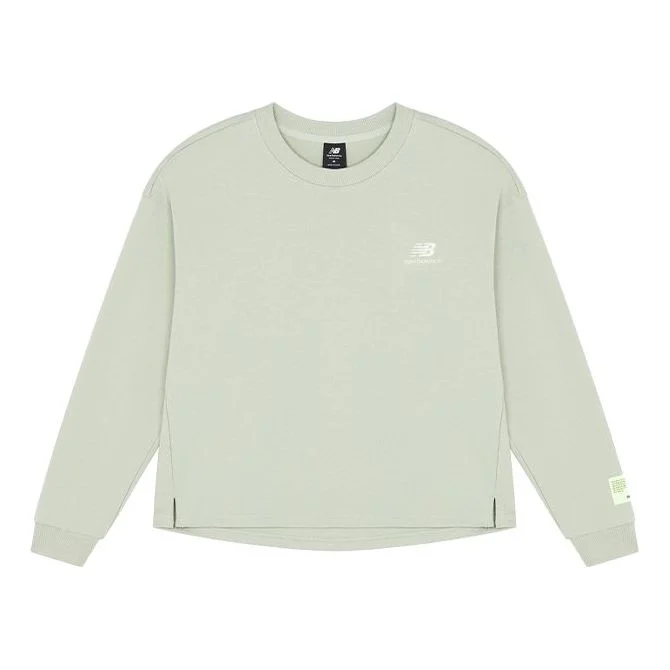 (WMNS) New Balance Embroidered Logo Knit Round Neck Long Sleeves Light Green T-Shirt AWT21307-PGE - 1