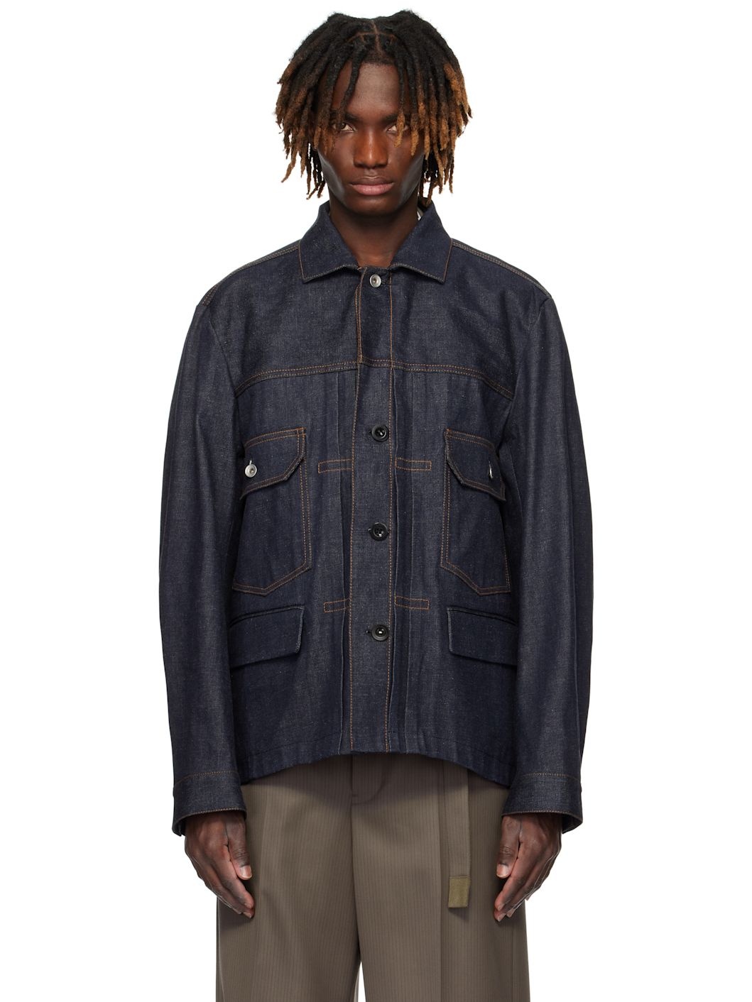 Indigo Flap Pocket Denim Jacket - 1