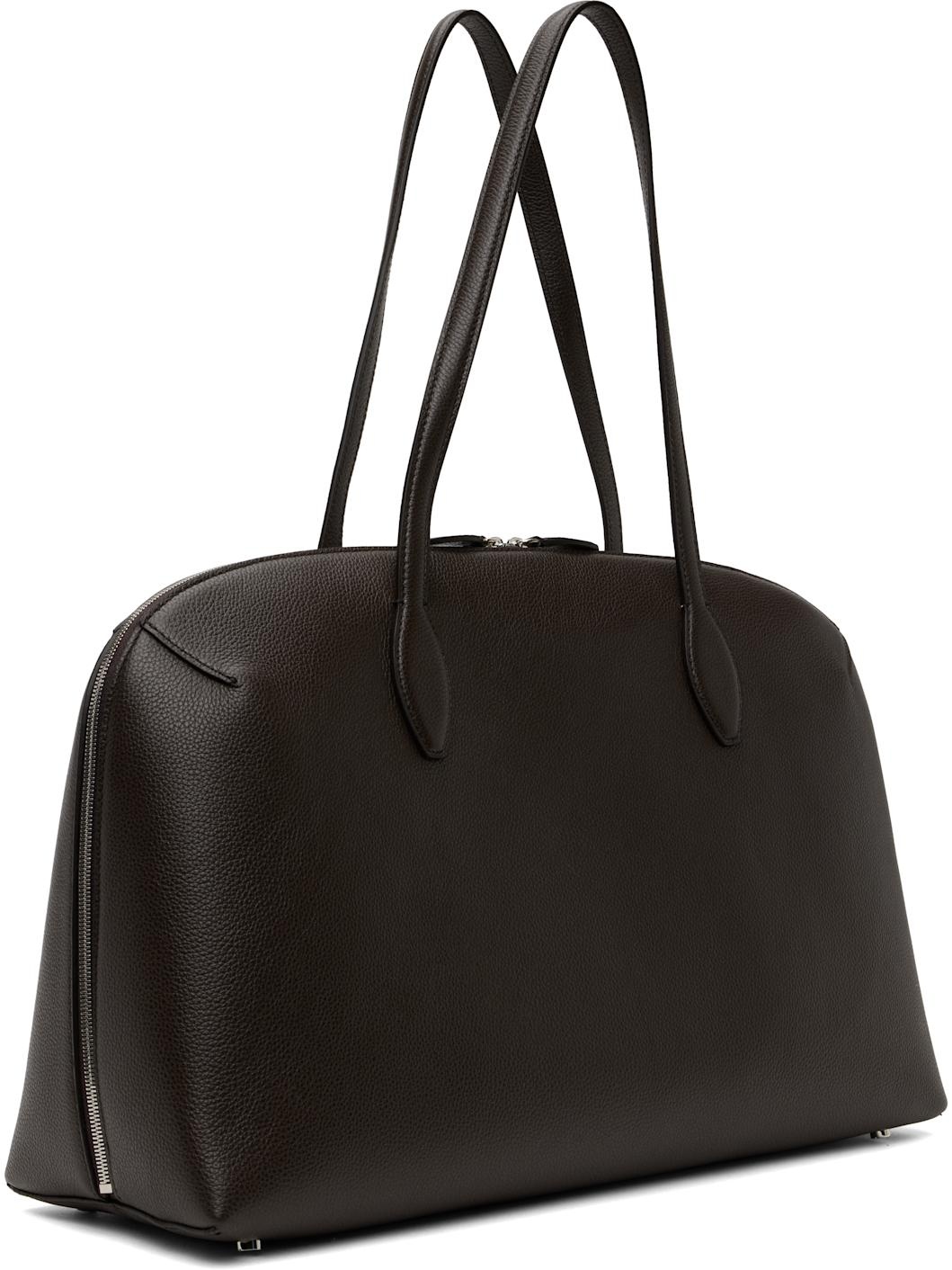 Brown Grained-Leather Day Tote - 3