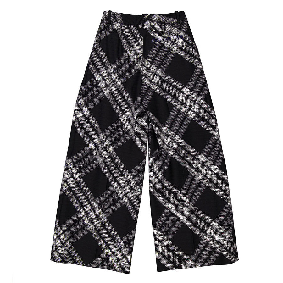 Burberry Wide-Leg Tartan Wool Boyfriend Trousers - 2