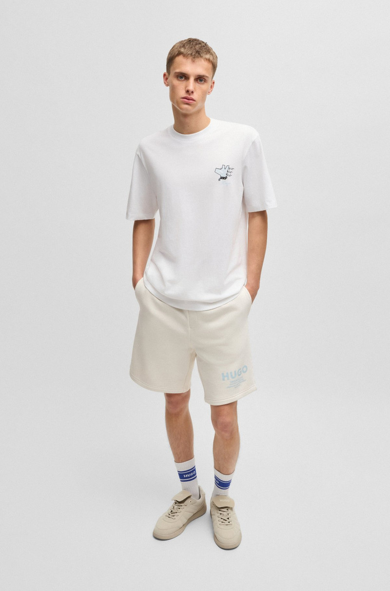 HUGO COTTON-JERSEY T-SHIRT WITH GRAPHIC PRINTS outlook