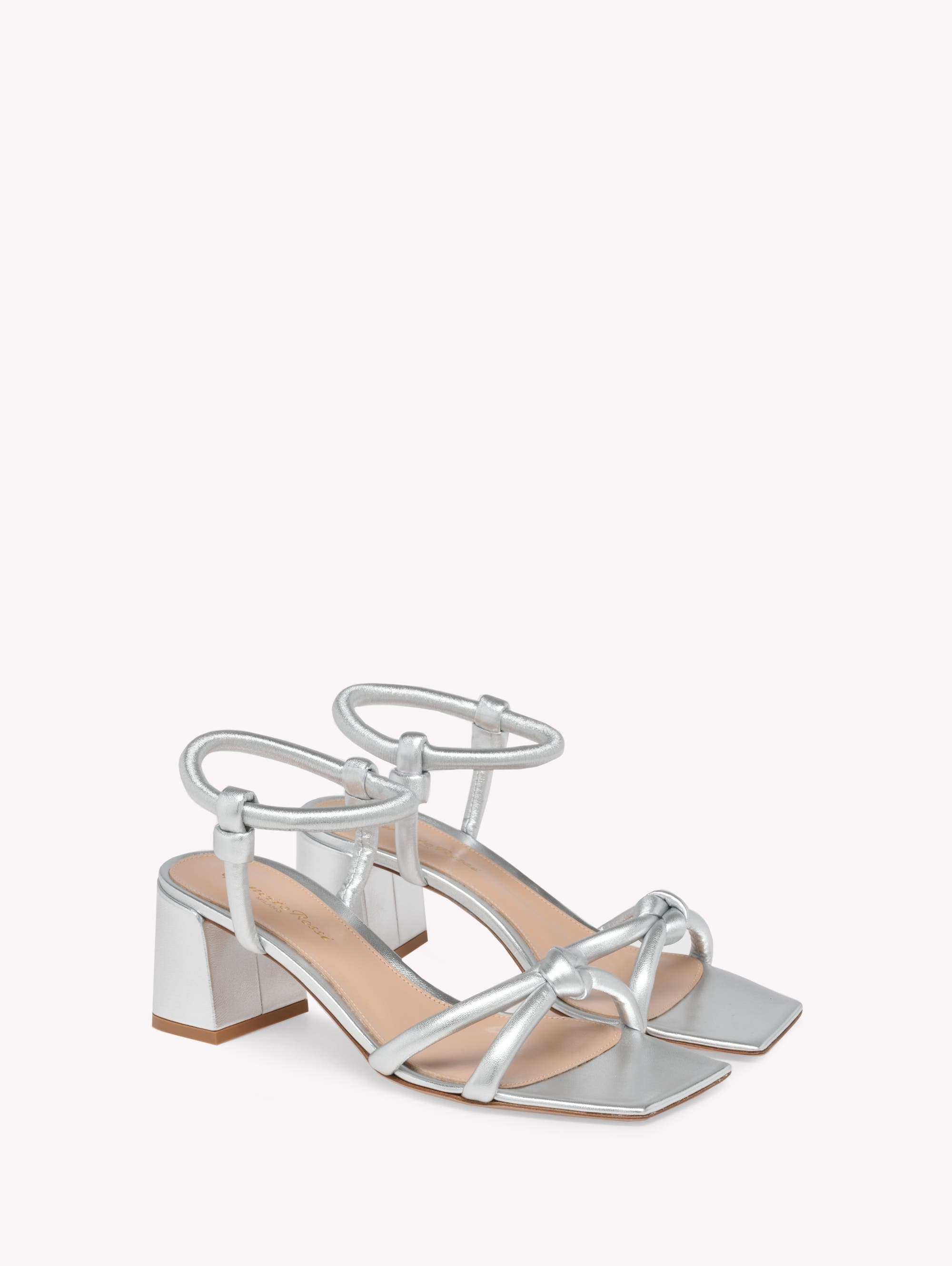 Gianvito Rossi Juno 55 Sandals in Metallic Silver Leather at Nordstrom - 2