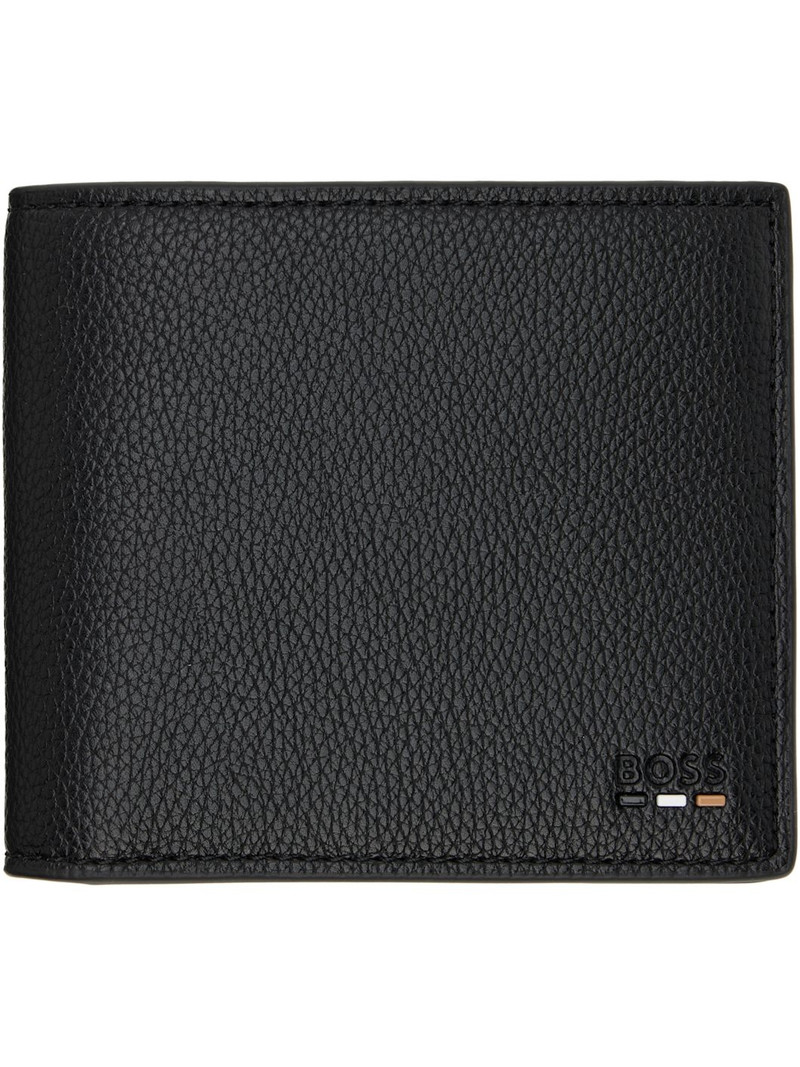 Black Grained Faux-Leather Wallet 1