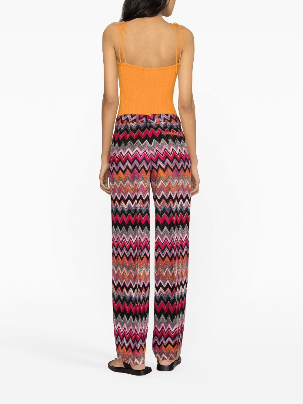 zigzag woven straight-leg trousers - 6