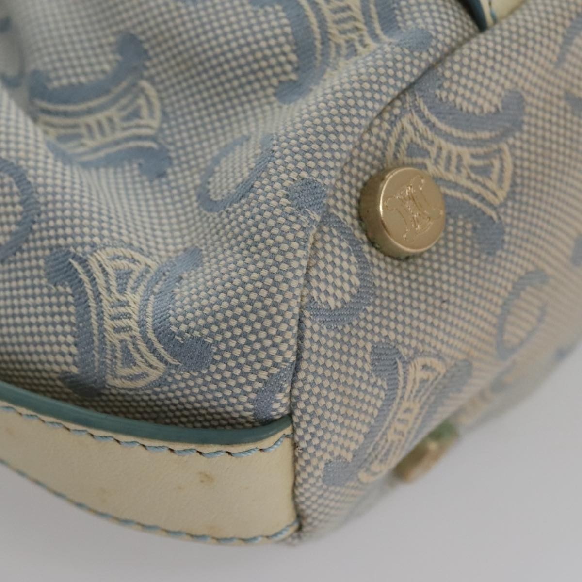 CELINE C Macadam Canvas Shoulder Bag Light Blue - 14