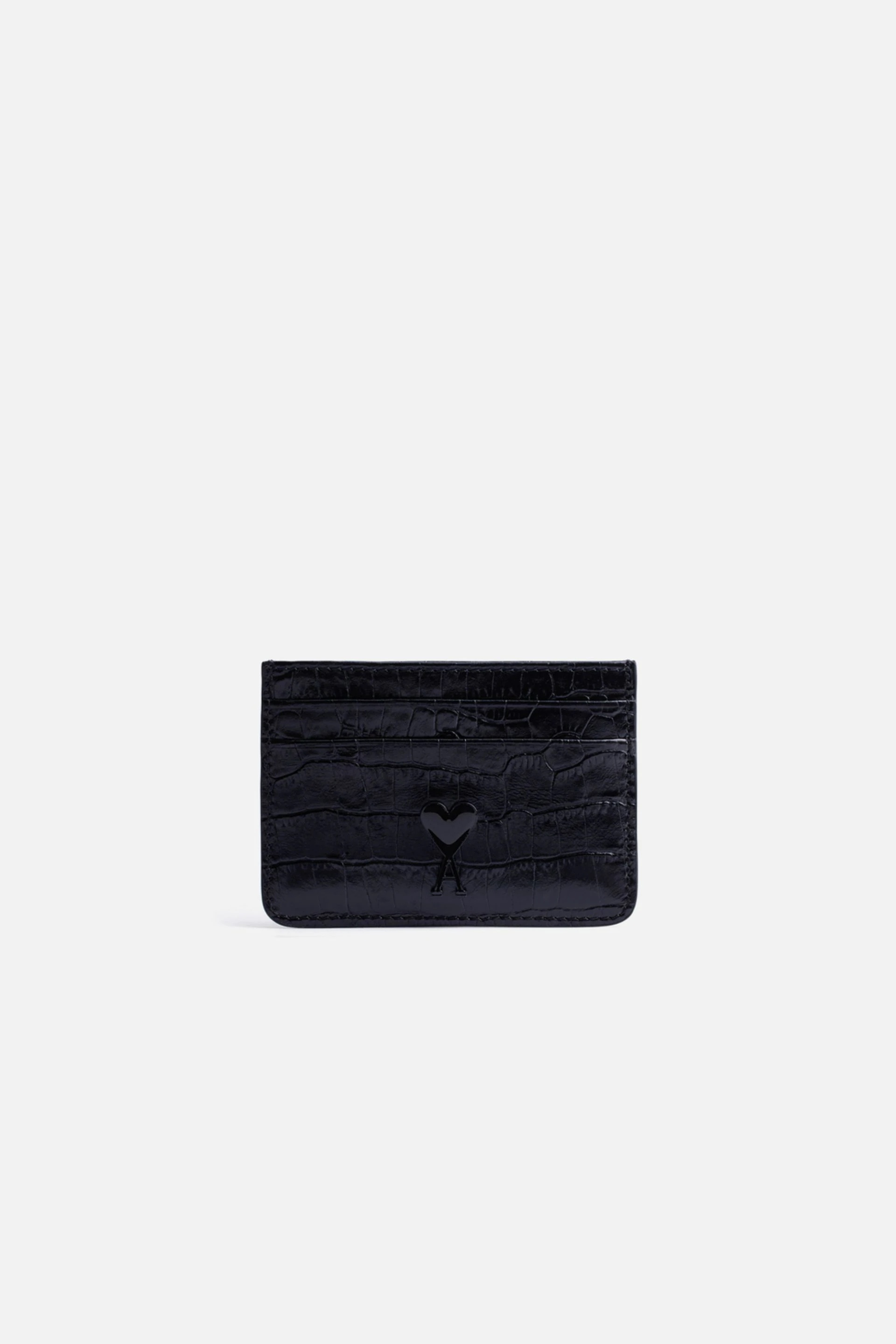 logo-plaque croc-embossed cardholder - 2