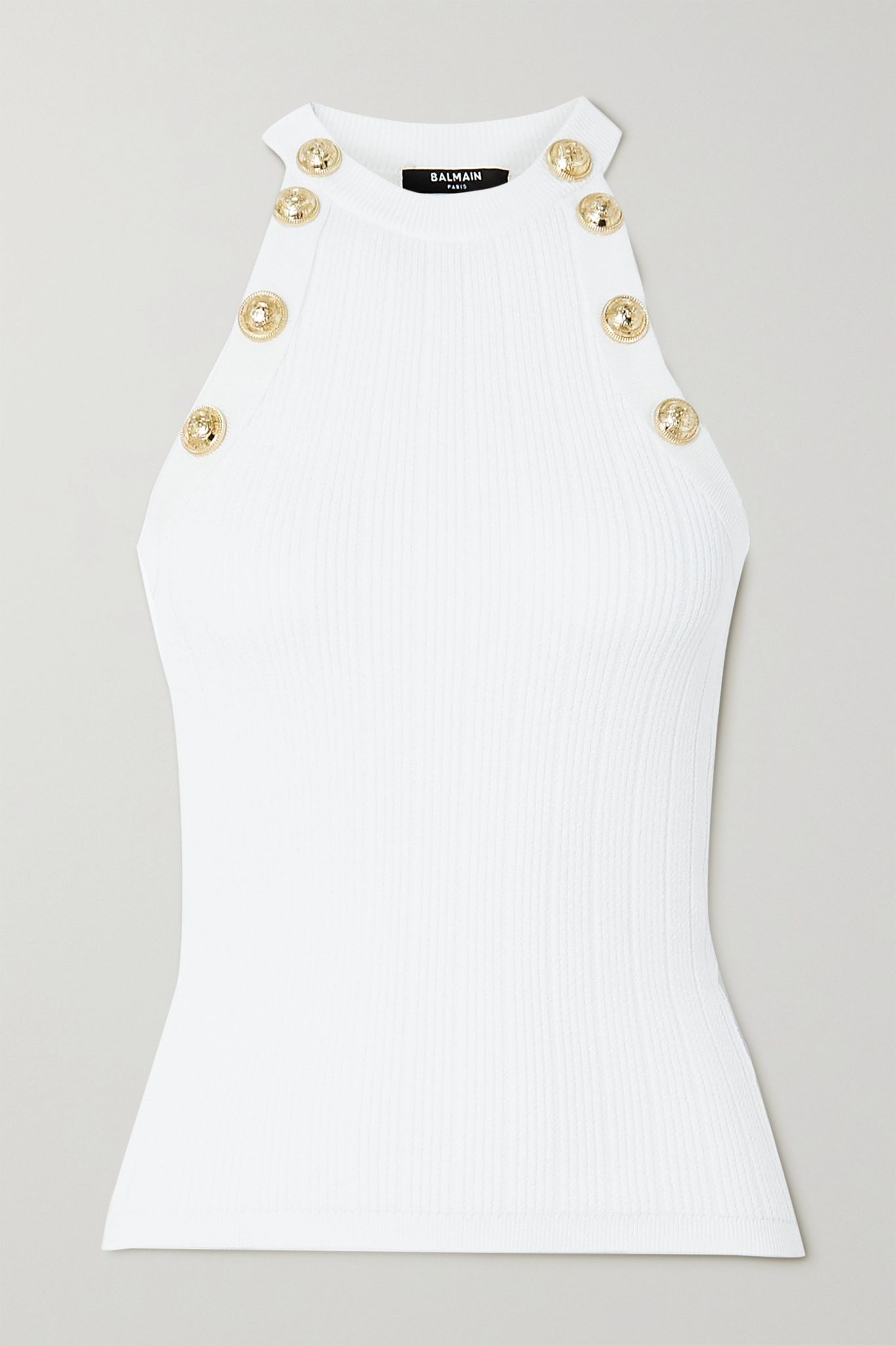 Button-embellished ribbed-knit tank - 1