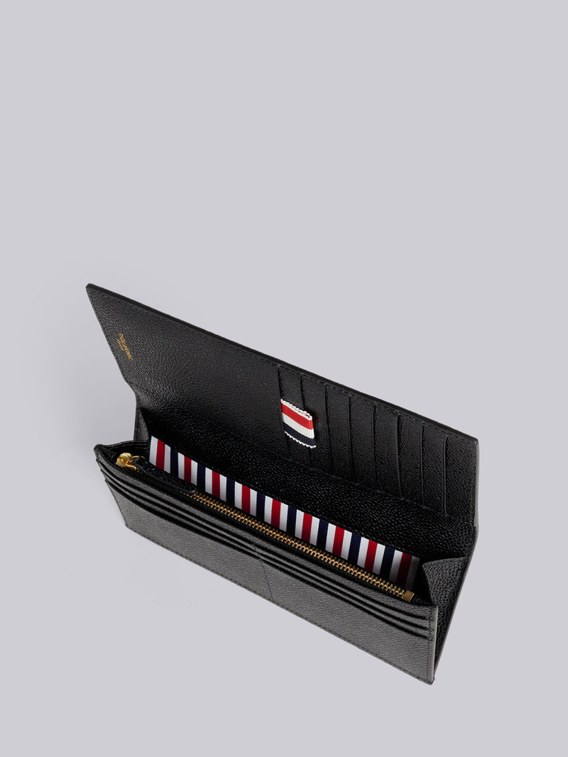 Black Pebble Grain Leather Debossed 4-Bar Long Jacket Wallet 3