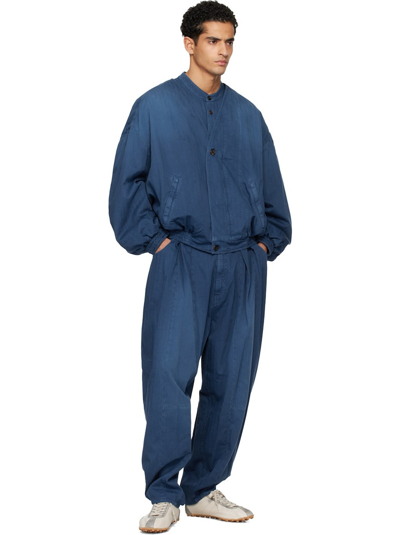 HED MAYNER Blue Herringbone Denim Bomber Jacket outlook