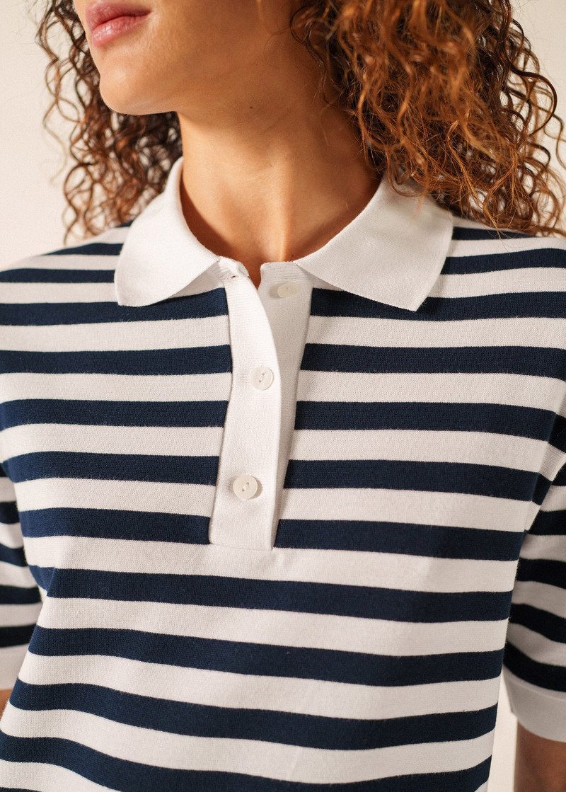 CAROLA Striped Knit Polo Shirt 4
