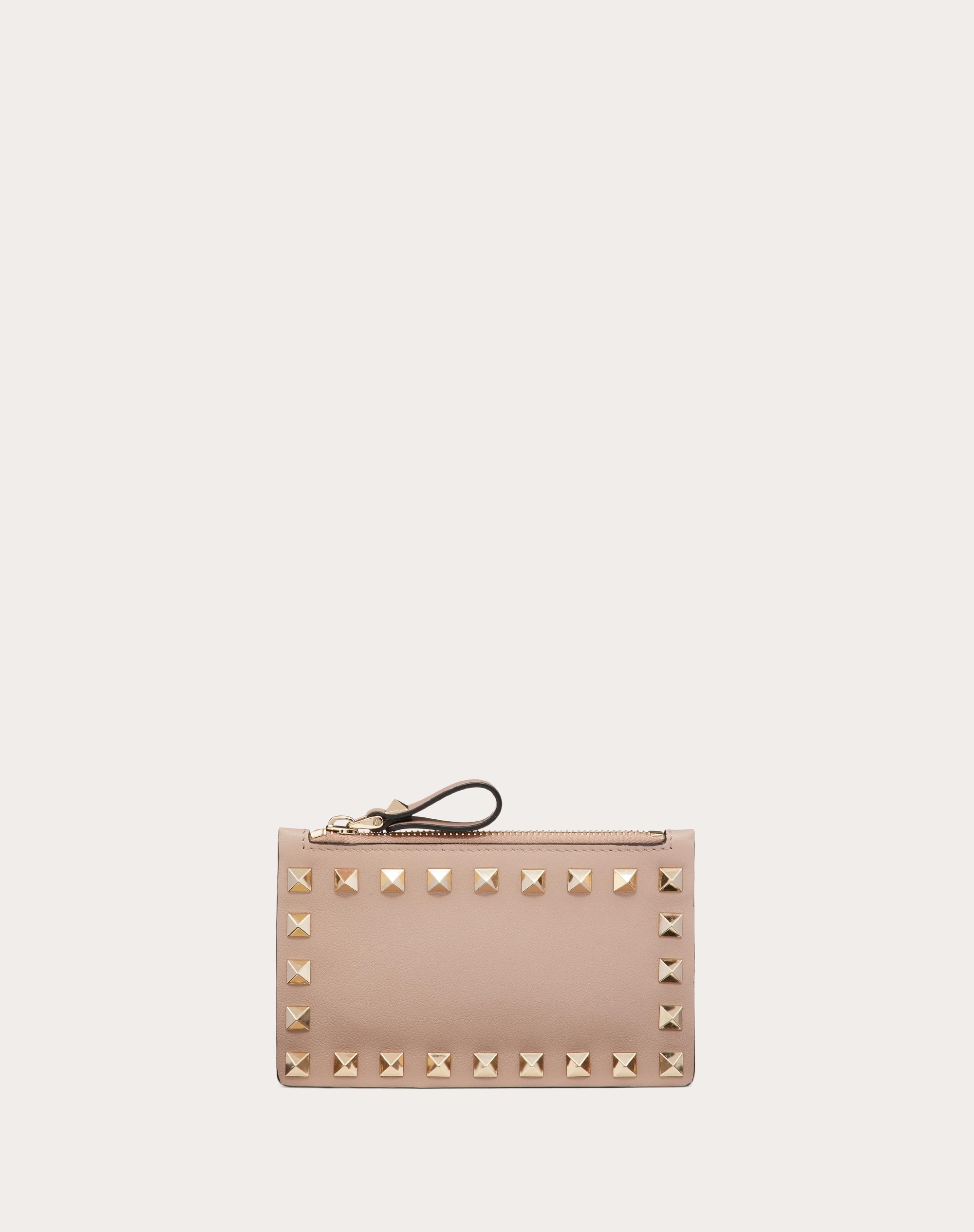 ROCKSTUD CALFSKIN CARDHOLDER WITH ZIPPER - 1