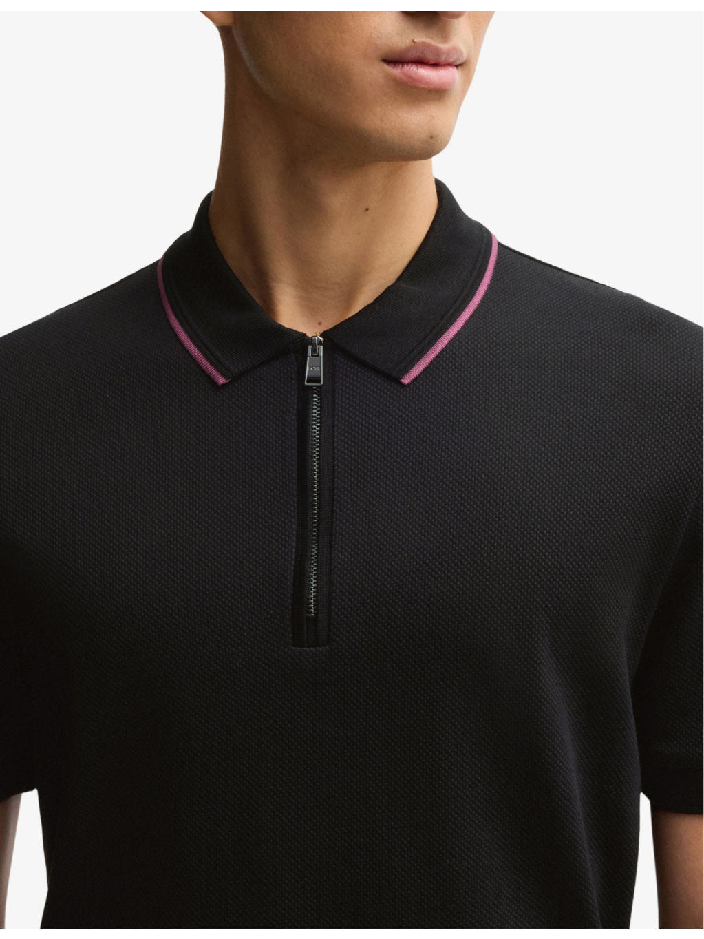Short-sleeved zip-up cotton polo shirt - 5