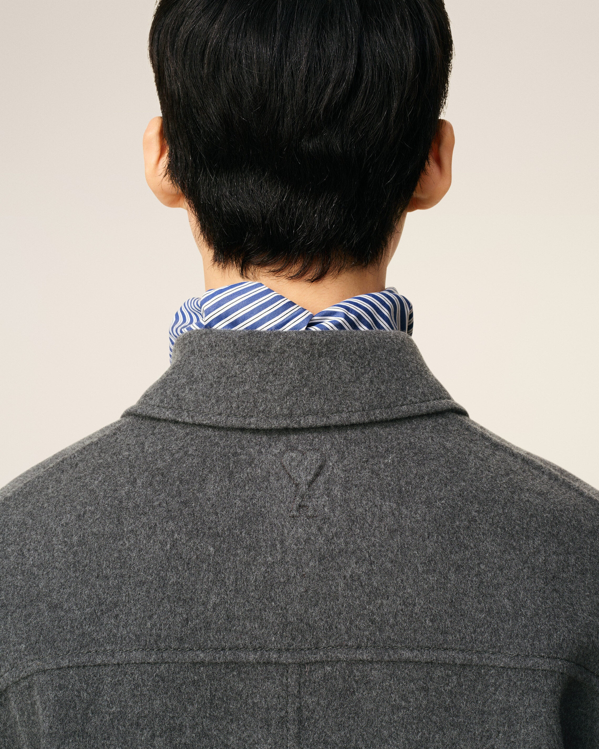 GREY WOOL BOXY BUTTONED JACKET - 4