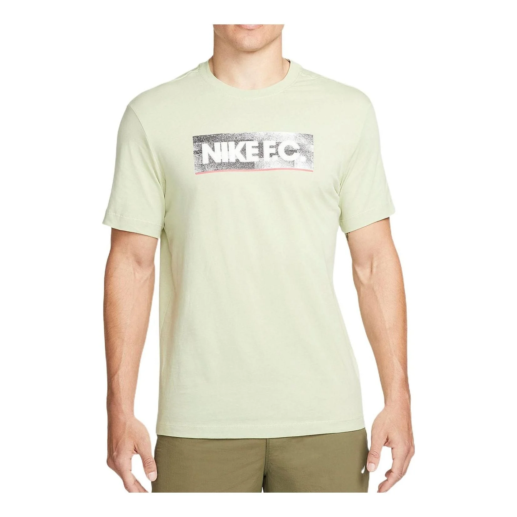 Nike F.C. Logo Printing Solid Color Sports Round Neck Short Sleeve Green DH7445-371 - 1