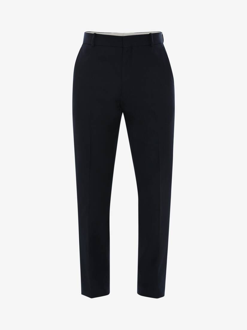 Men's Tailored Cigarette Trousers in Navy - 1