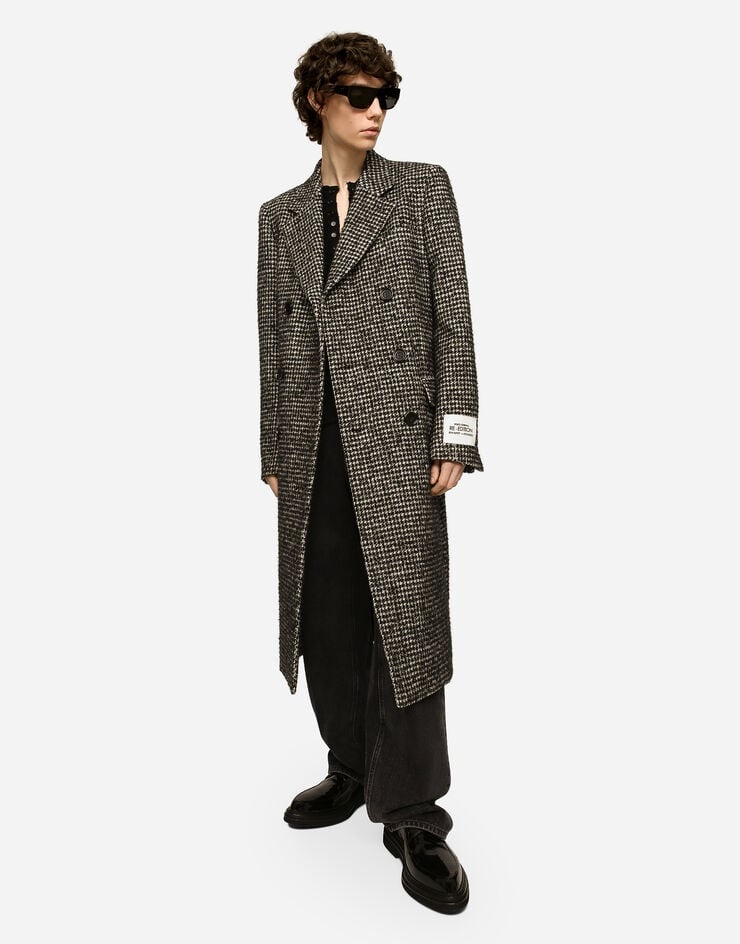 Double-breasted wool houndstooth coat - 5
