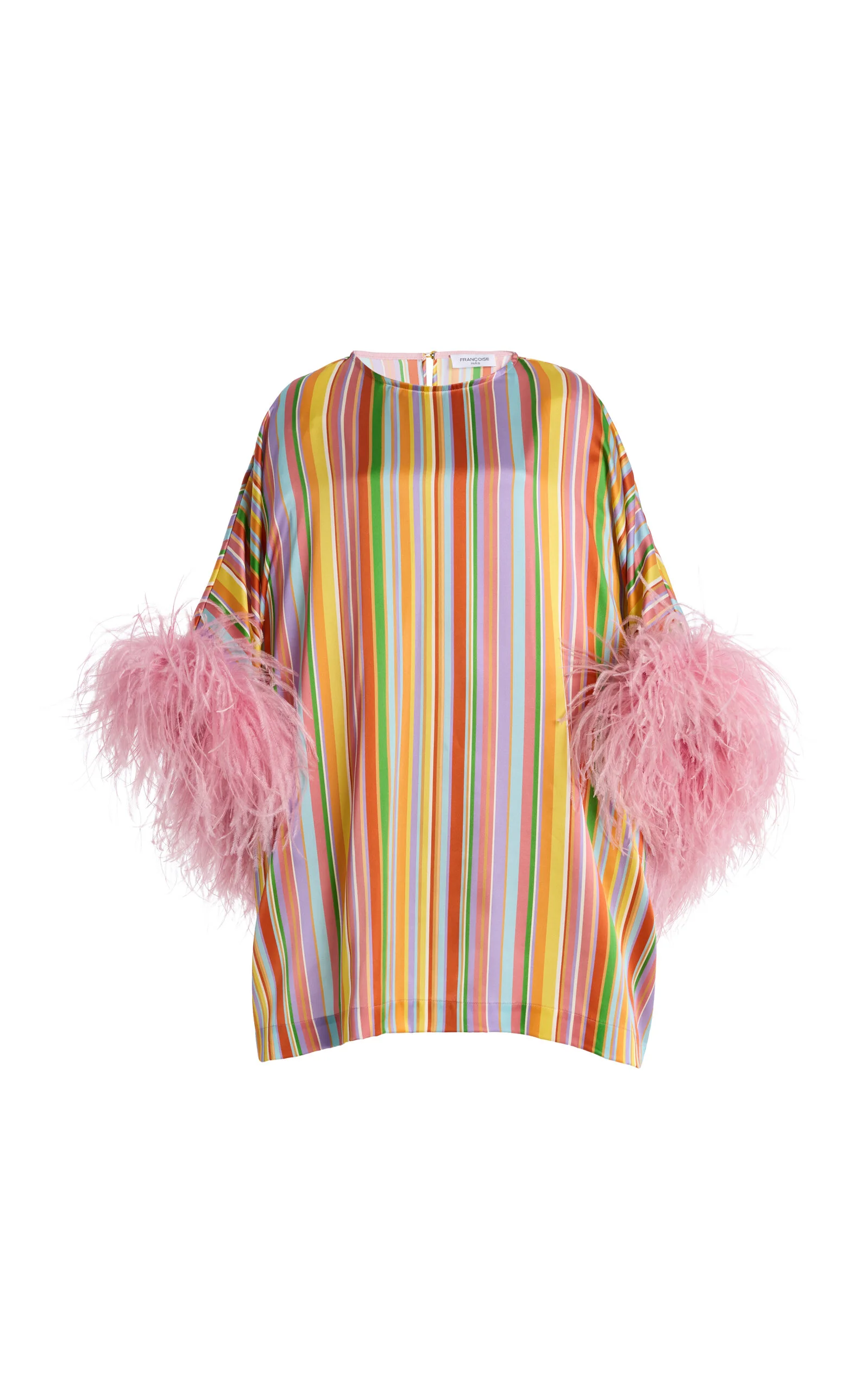 Exclusive La Isla Daisy Feather-Trimmed Silk Caftan - 1