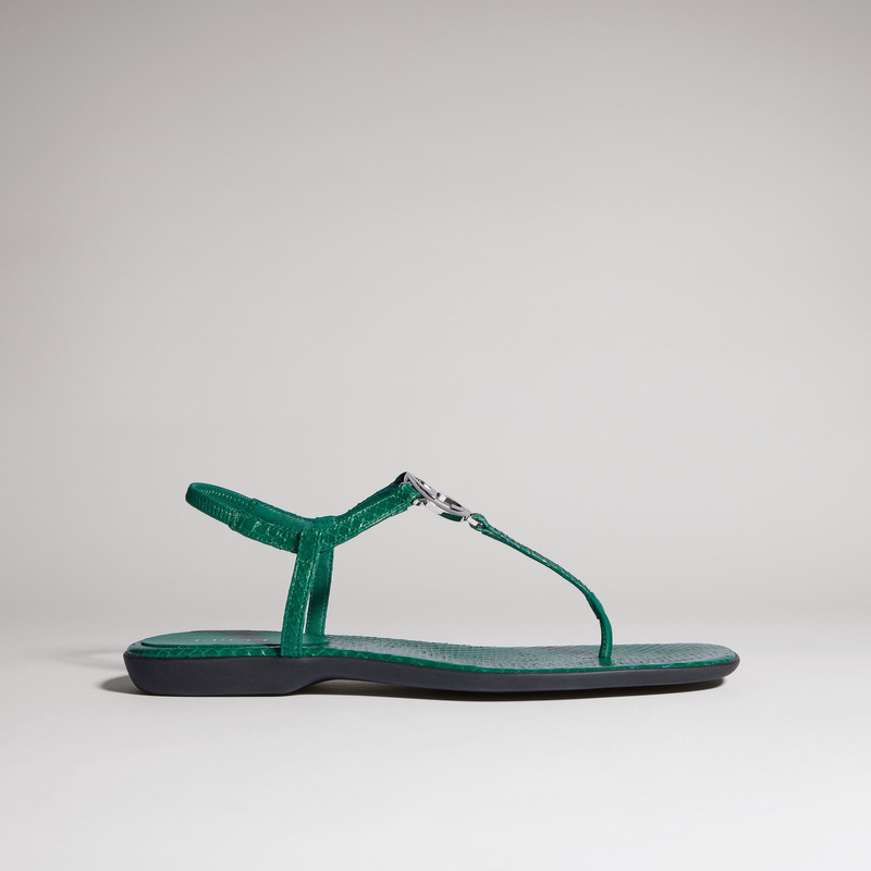 Women's python thong sandal with Interlocking G - 1