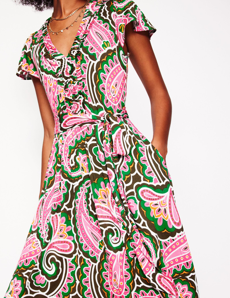 Nicola Jersey Tea Dress-Multi, Scallop Paisley 3