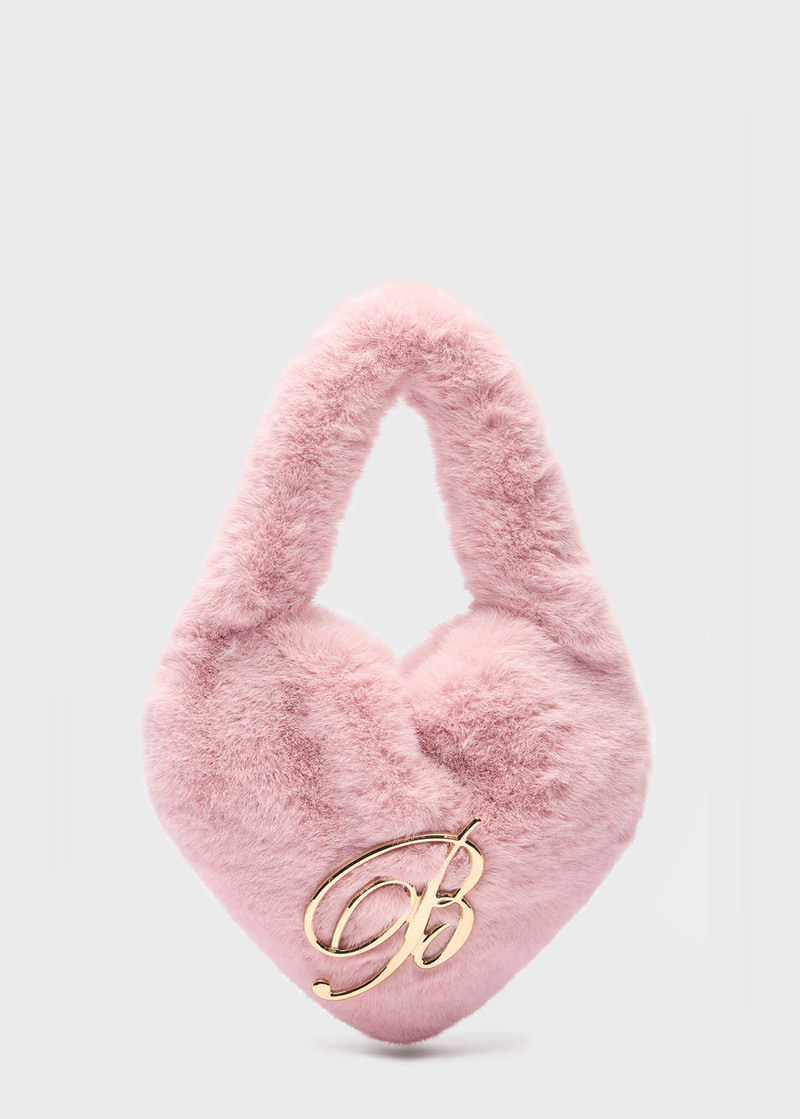 HEART BAG IN FAUX FUR WITH B MONOGRAM PIN 1