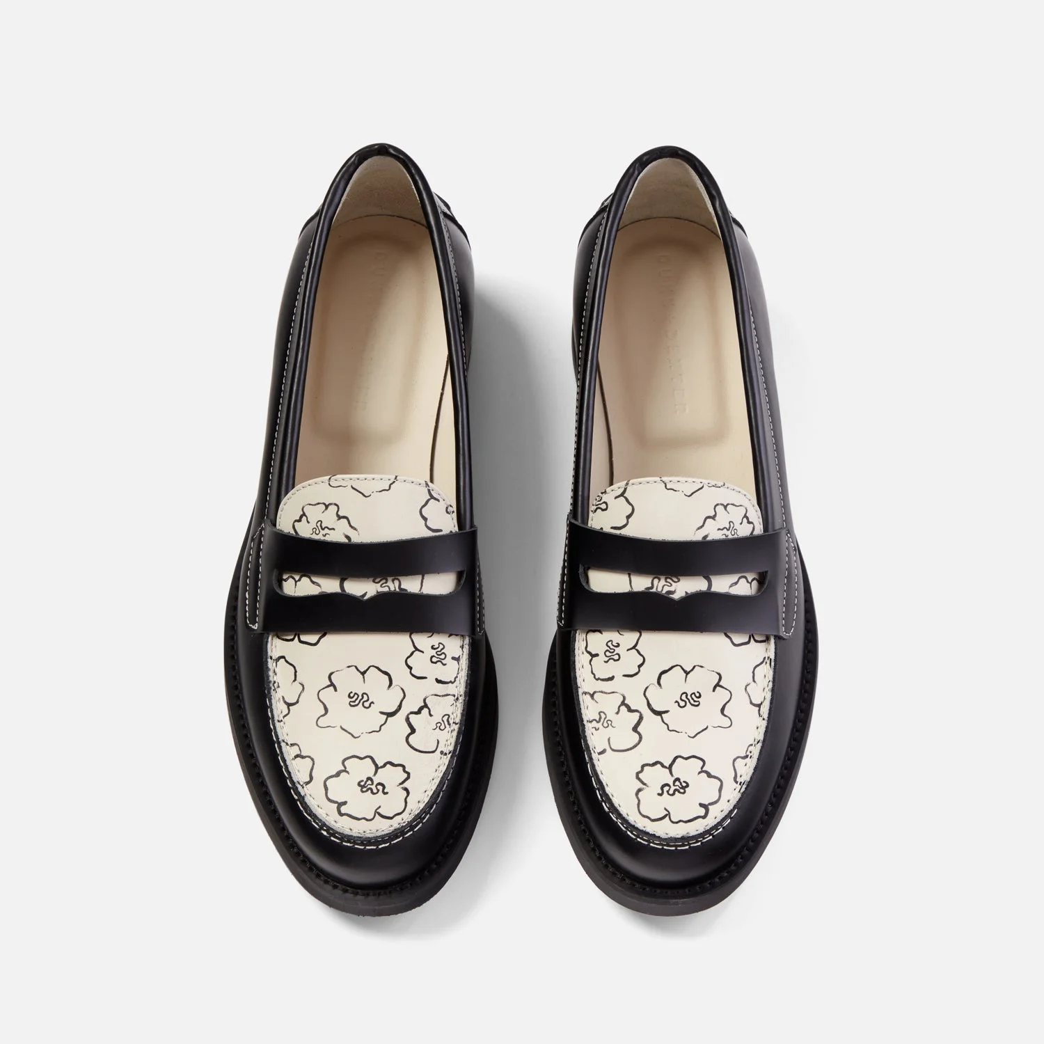 Wilde Black Sketch Floral Penny Loafer - Women's - 1