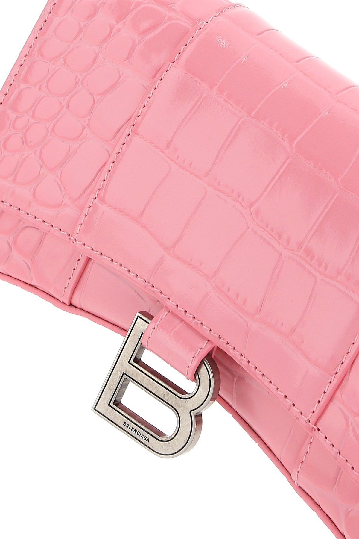 Pink leather Hourglass clutch - 4