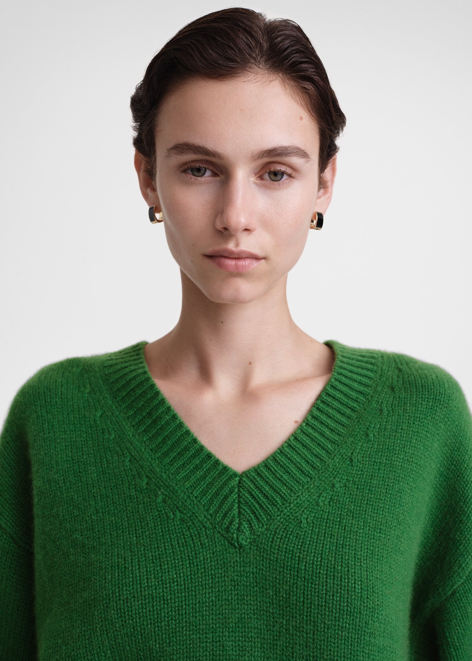 V-neck wool cashmere knit pine - 5