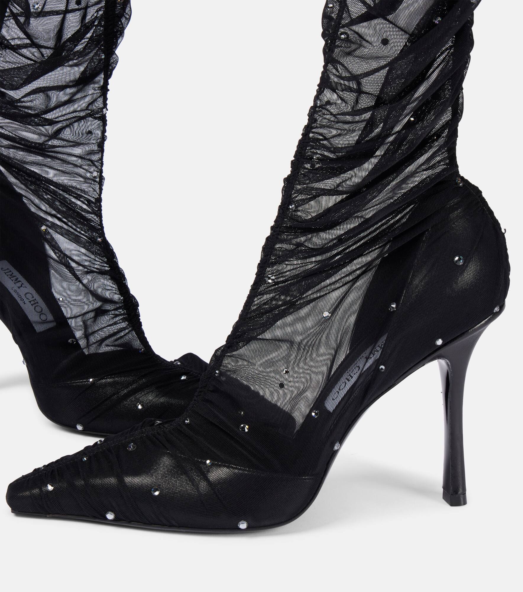 Lotta 100 embellished tulle over-the-knee boots - 5