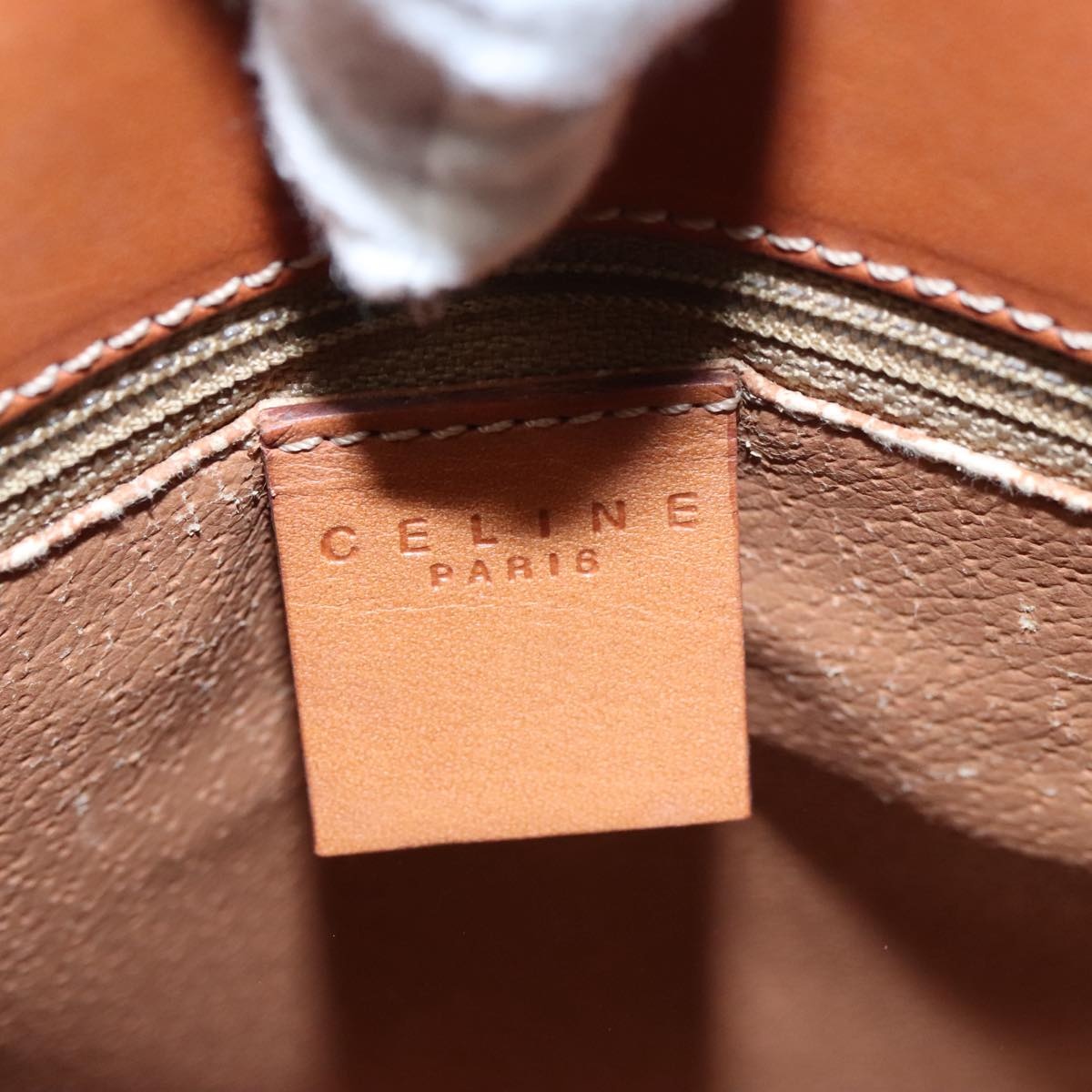 CELINE Macadam Canvas Hand Bag Pvc Leather Brown Gold - 16