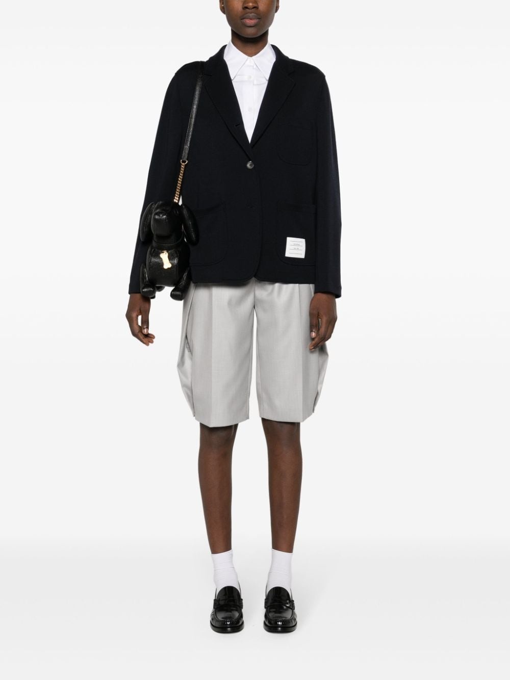 logo-patch virgin wool blazer - 2