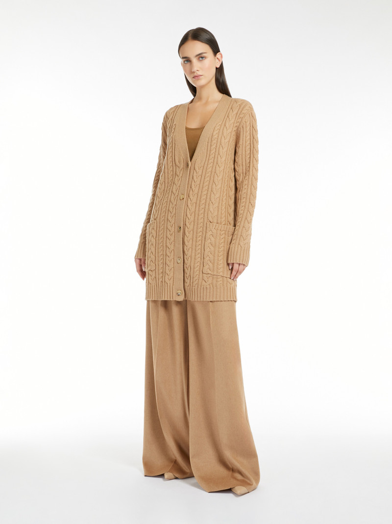 Max Mara CALOTTA Cable-knit cashmere and wool cardigan outlook