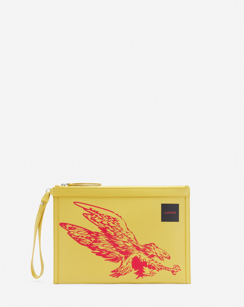 LANVIN X FUTURE LEATHER CLUTCH WITH EAGLE PRINT 1