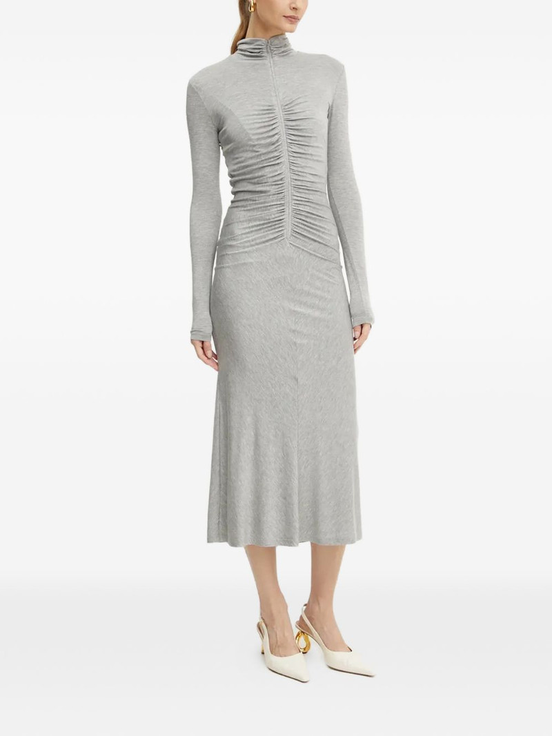 zip-up ruched midi dress 1