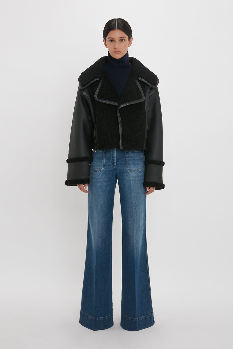 Victoria Beckham Shearling Jacket In Black outlook