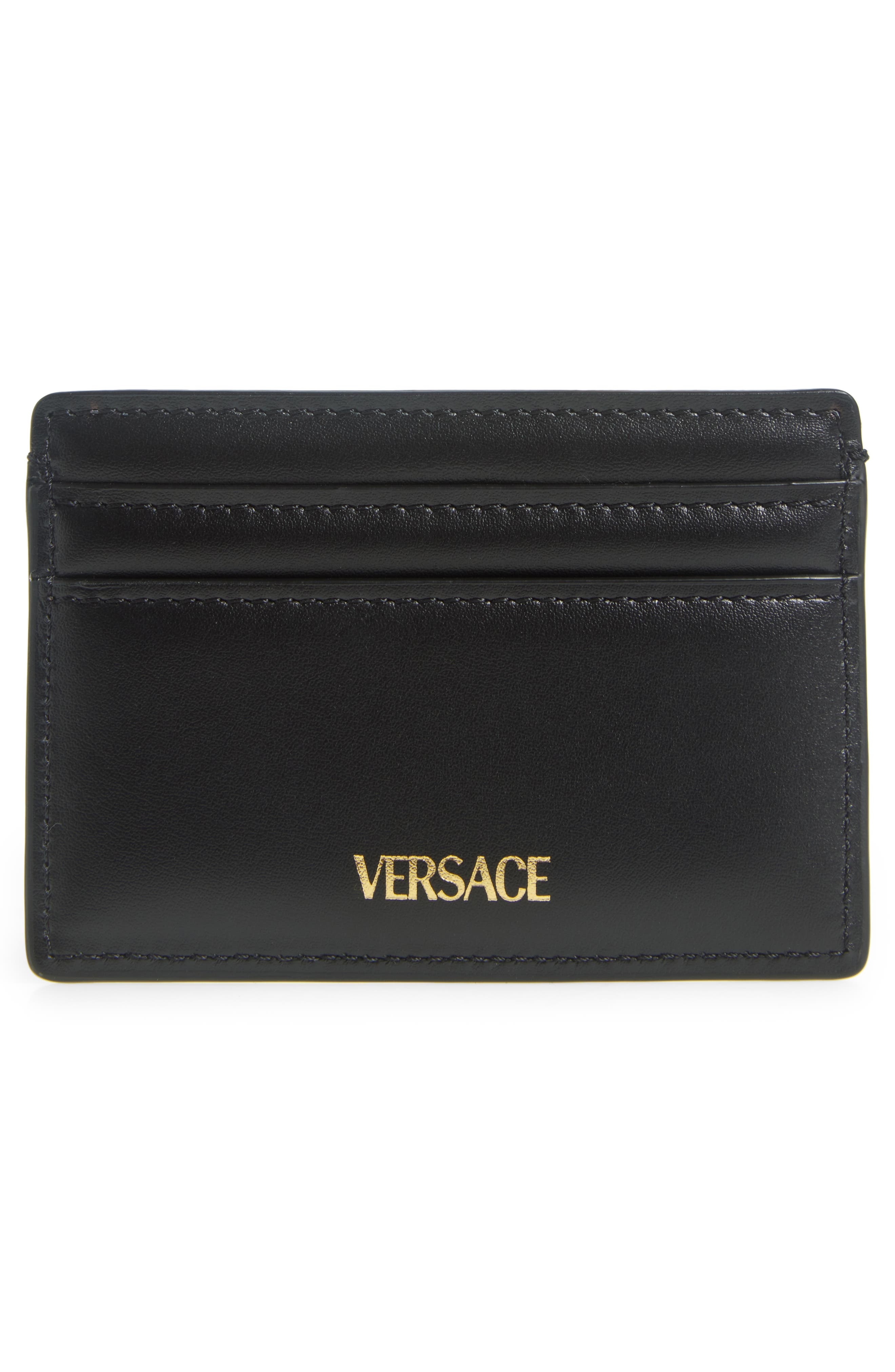 Versace Medusa Leather Card Case in Black-Versace Gold at Nordstrom - 2