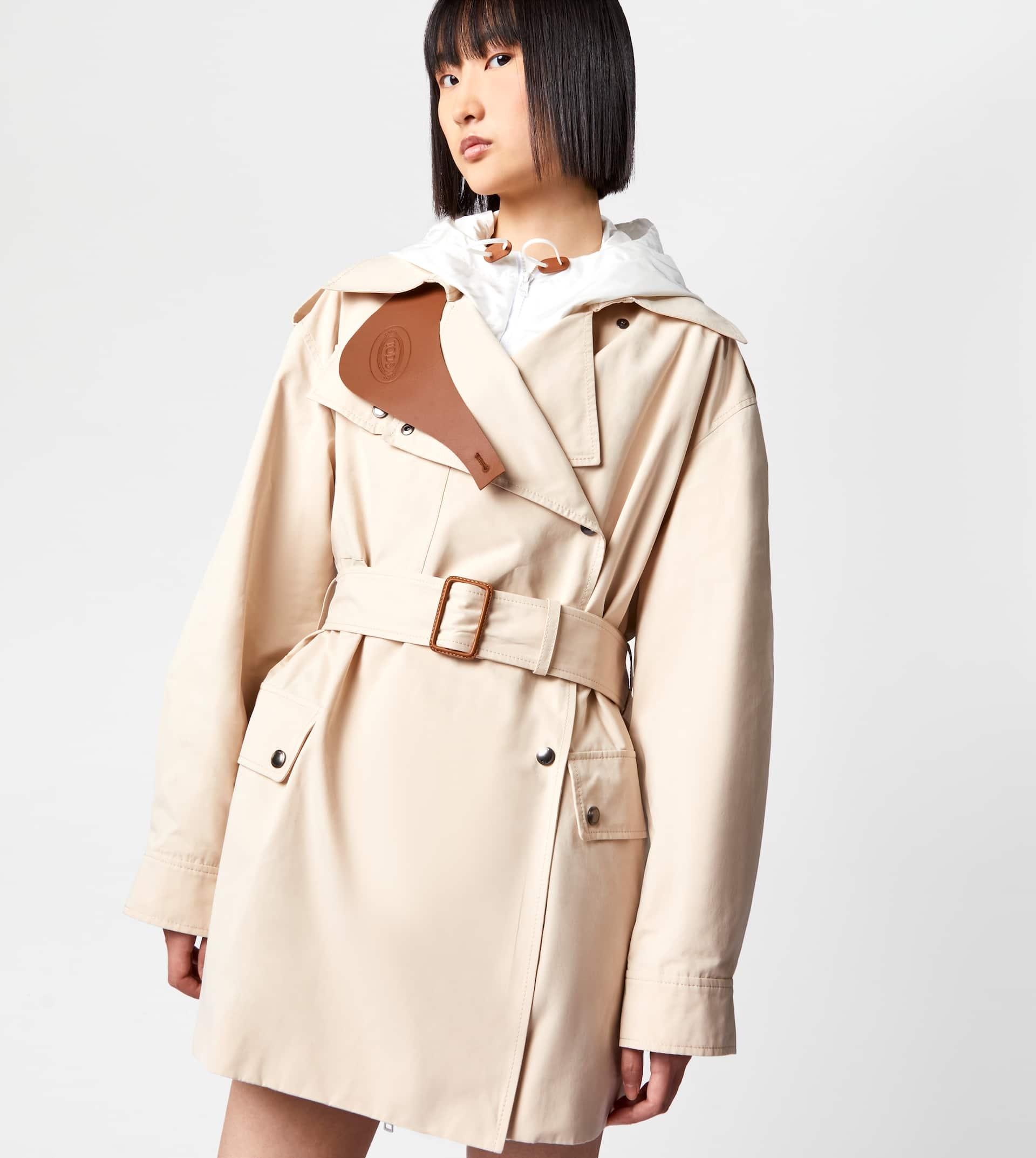JACKET WITH INSERTS IN LEATHER - OFF WHITE - 7