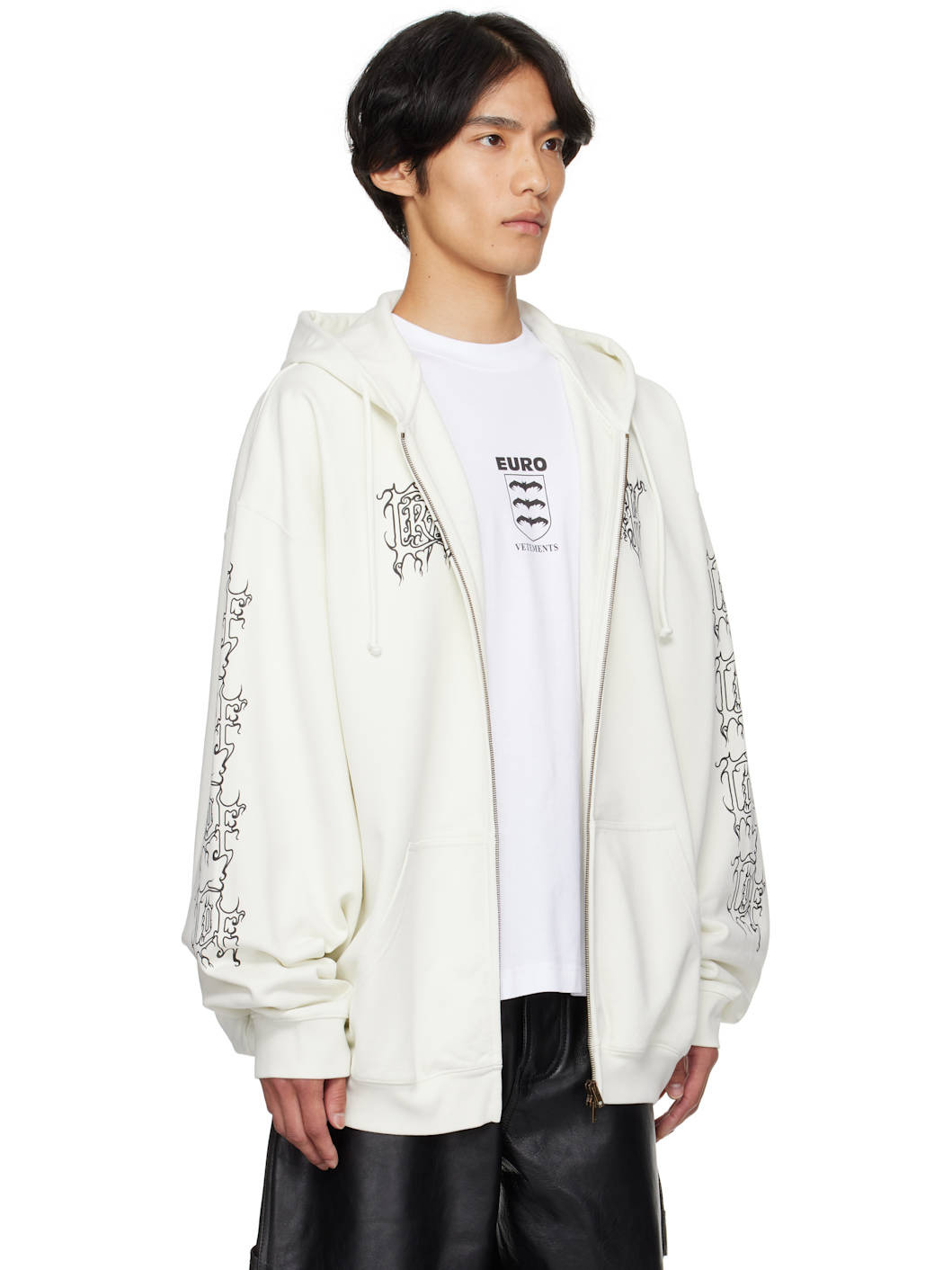 Off-White Cradle of Filth Logo Oversized Zip-Up Hoodie - 2