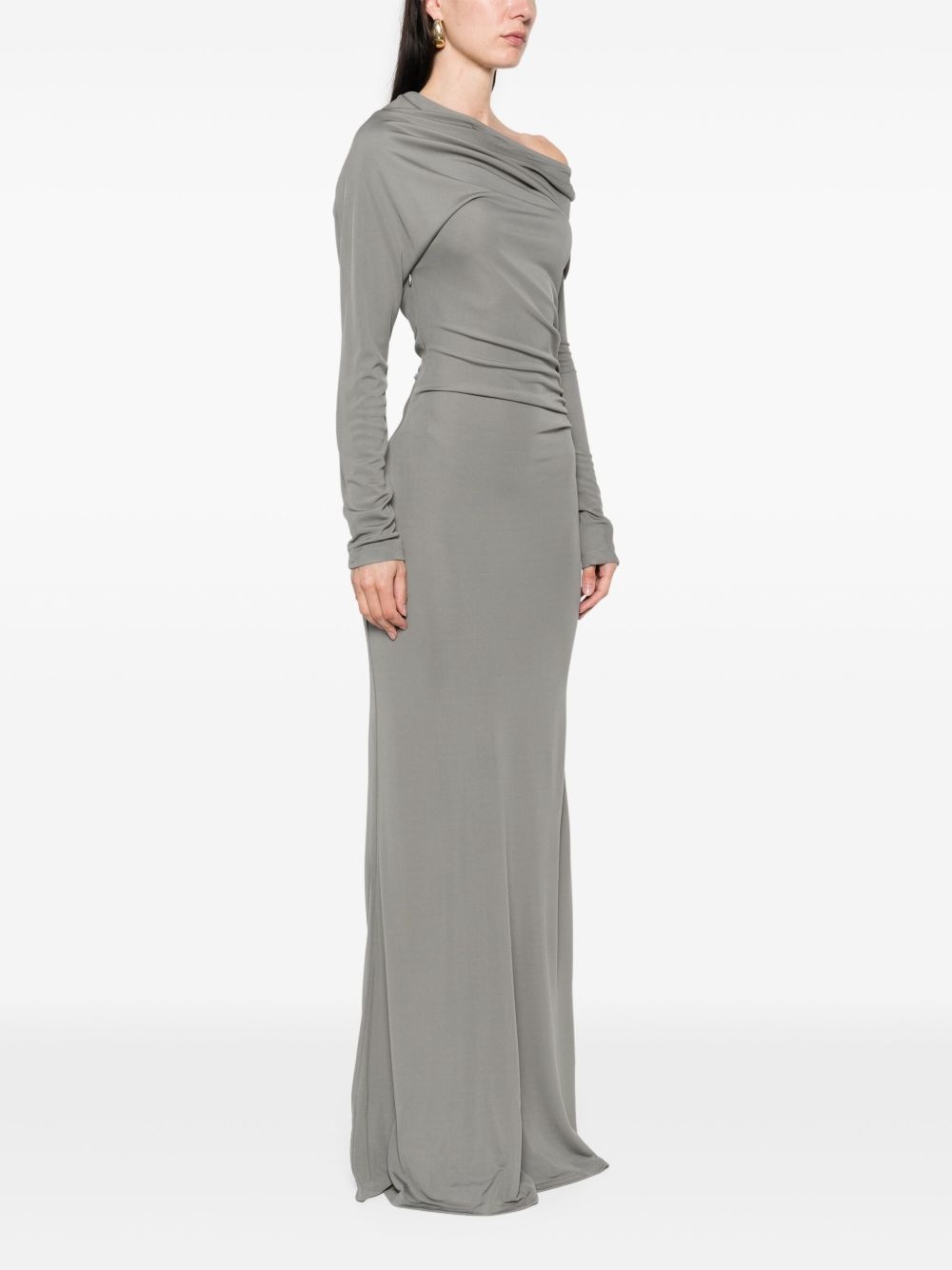 one-shoulder draped maxi dress - 3