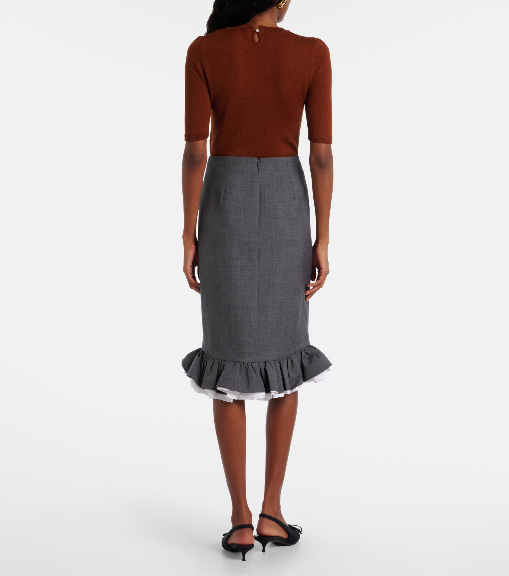 Ruffled midi skirt - 3
